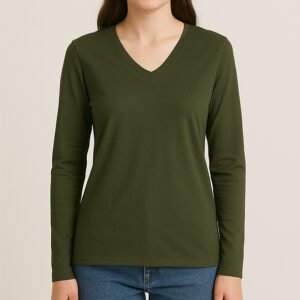 Kaos V Neck Wanita Lengan Panjang (1Lusin/12 Pcs) KSVL-0001